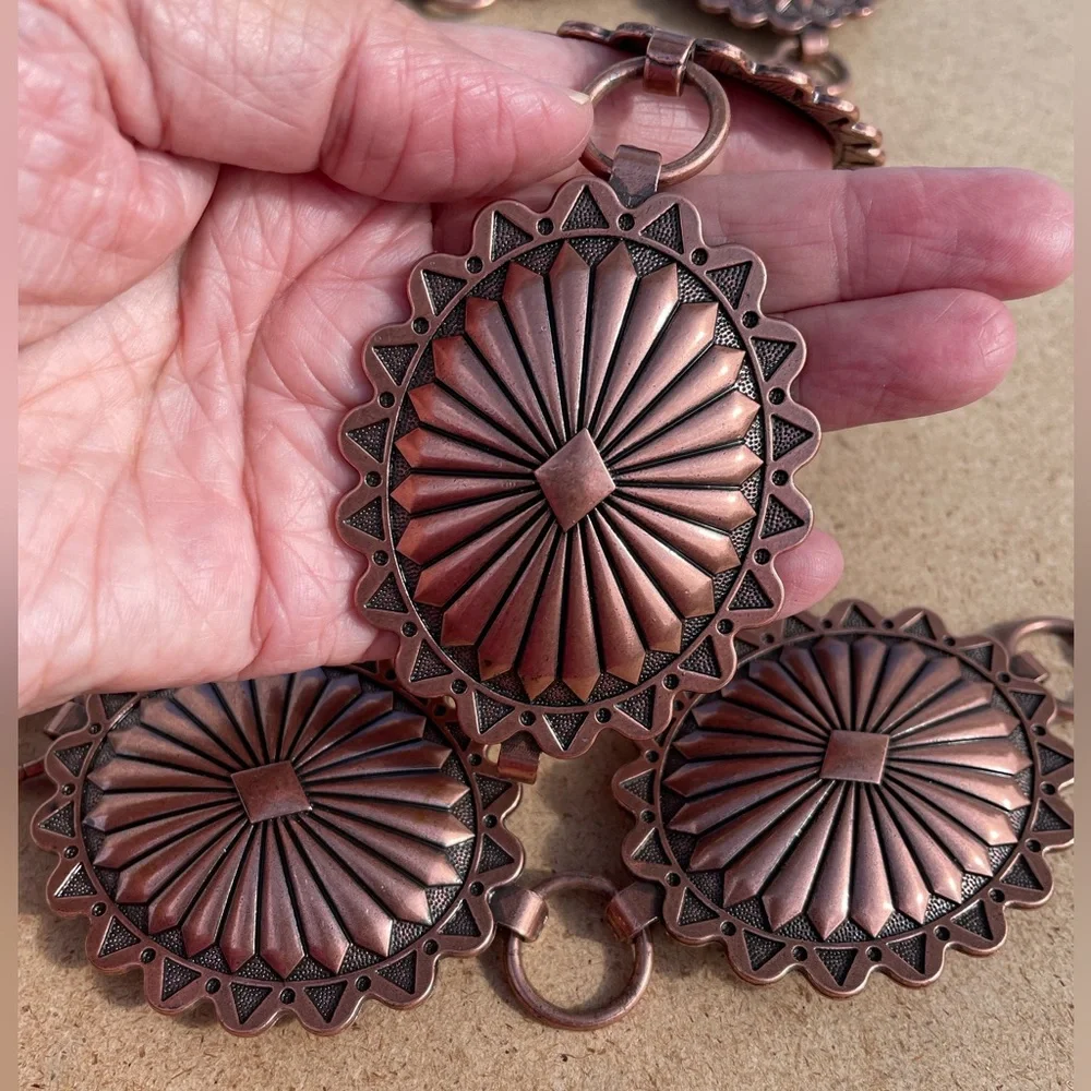 Western Concho Copper-tone Western Boho Statement Chain Concho Belt